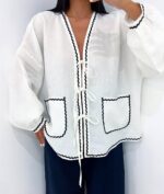 Lara's Linen Blouse White