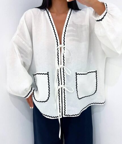 Lara's Linen Blouse White